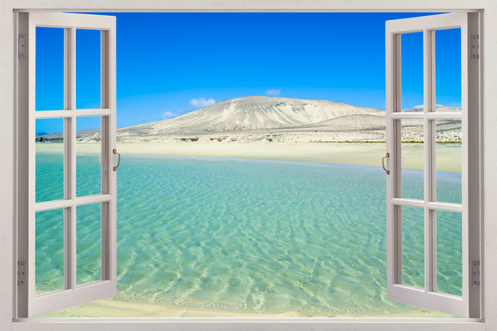 Turquoise Bay Exotic Beach 3D Window Decal Wall Sticker Decor Art Mural H773