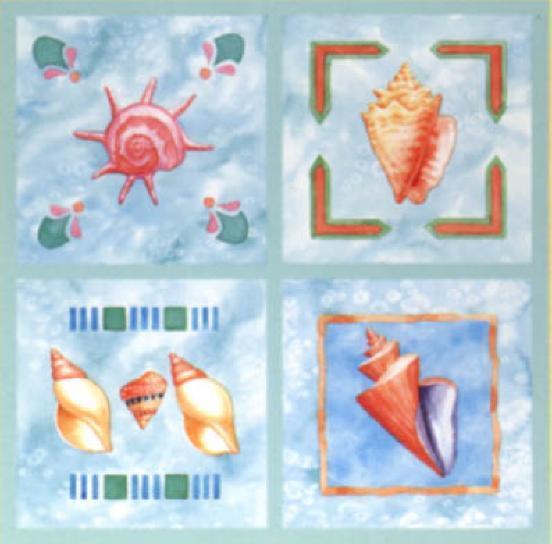 Sea Shells Seashell Tiles Bath 12 Tile Cover Stick Ups Appliques Instant Repair