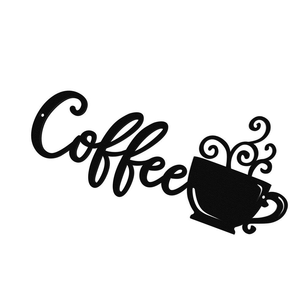 Contemporary Coffee Cup Metal Wall Art Iron Decor for Home Office 38 18cm