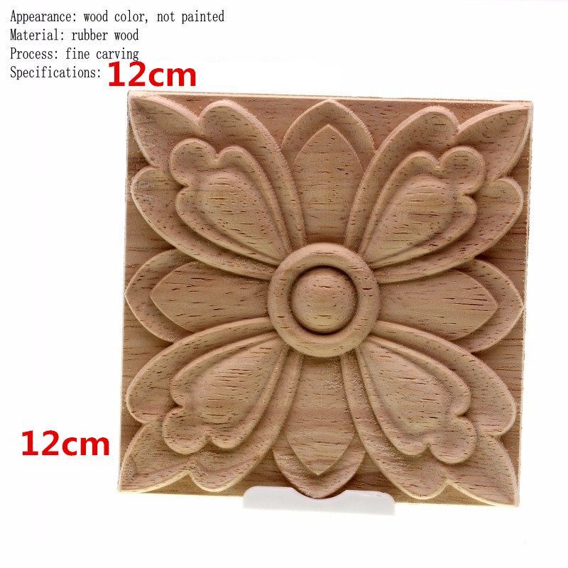 Unpainted Wood Color Decal Applique Furniture Square Home Decoration Accessories