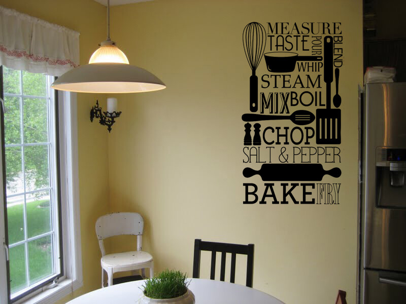 KITCHEN BAKING COLLAGE SUBWAY ART VINYL WALL DECAL LETTERING WORDS STICKER