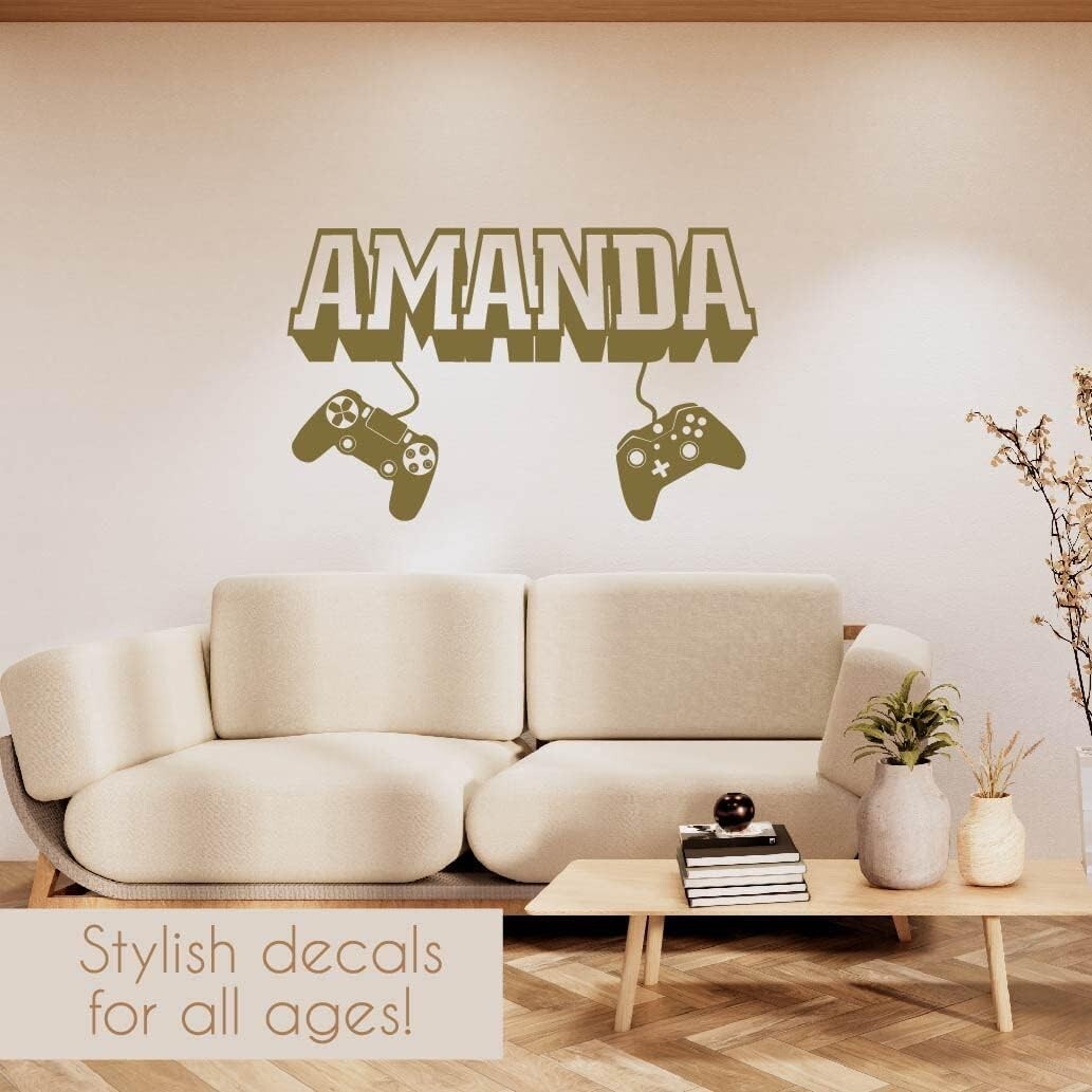 Persanolized Name Gamer Boy Girl Video Games Controllers 3D Style Kids Room