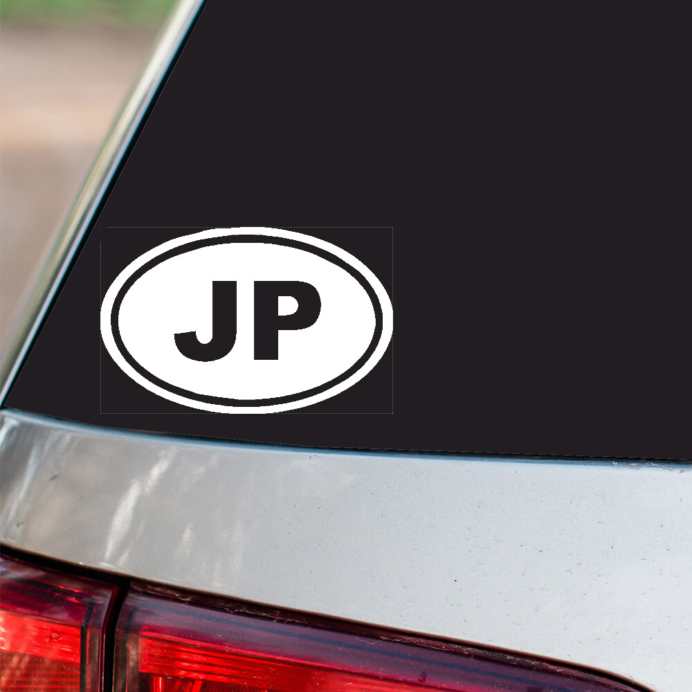 Japan Sticker JP Country Code oval euro all sizes chrome and regular colors