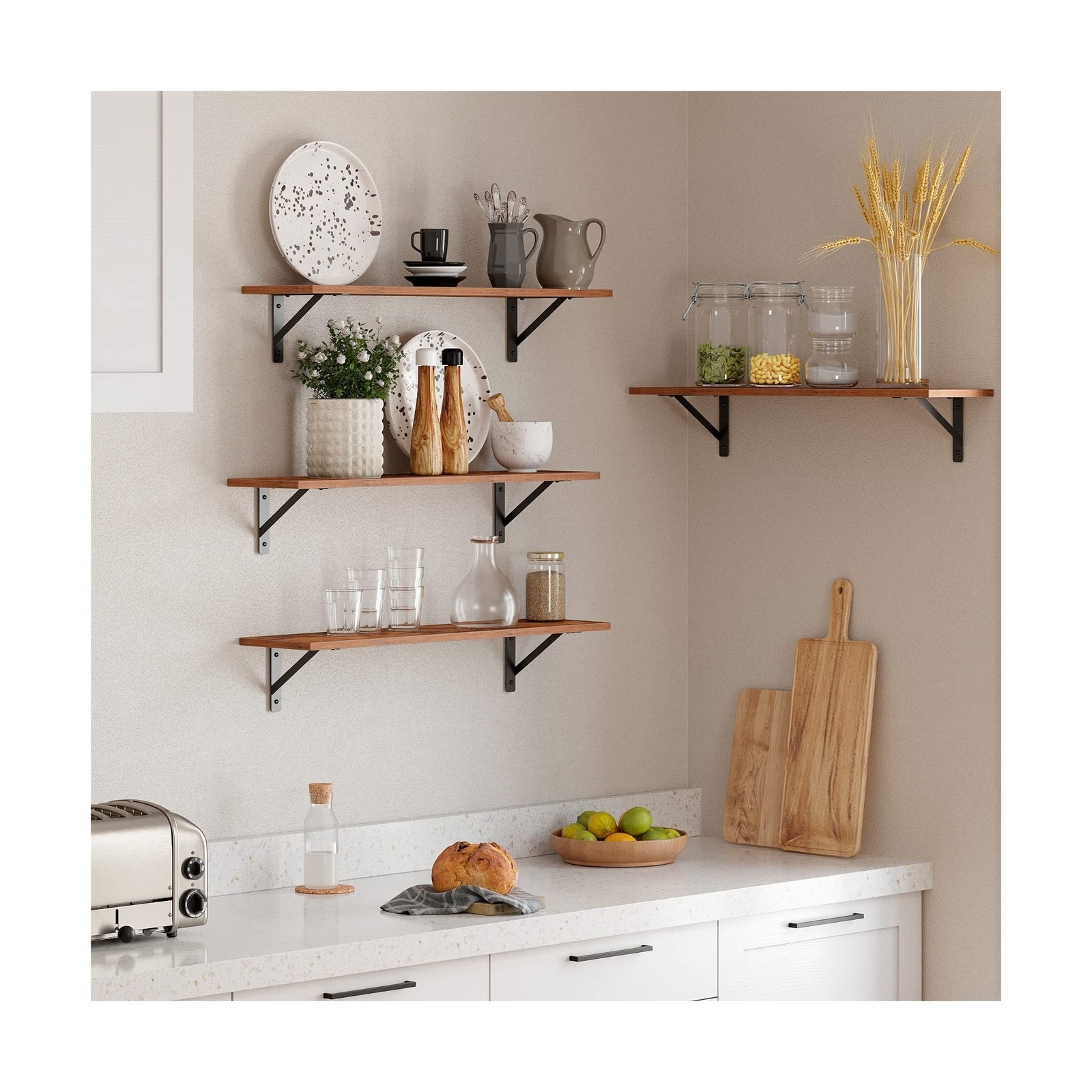 DINZI LVJ Long Wall Shelves, 31.5 Inch Wall Mounted Shelves Set of 2, Easy-to…