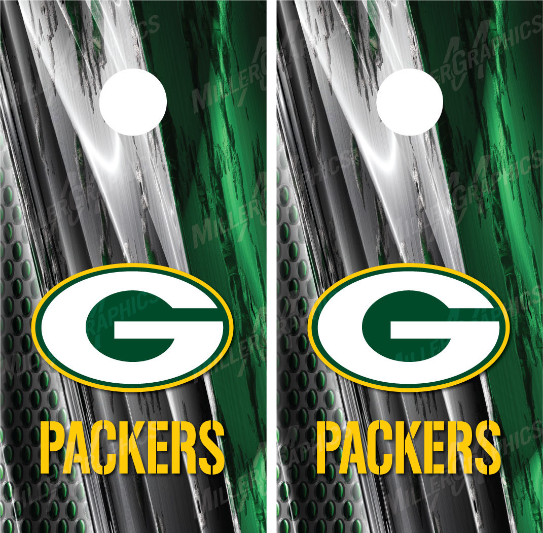 Green Bay Packers Ripped Metal Cornhole Board Decal Wrap Wraps
