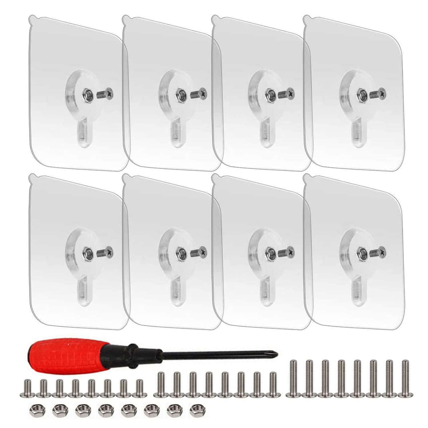8-Set Adhesive Screws Wall Mount 8Pcs screw hole sticker, Transparency