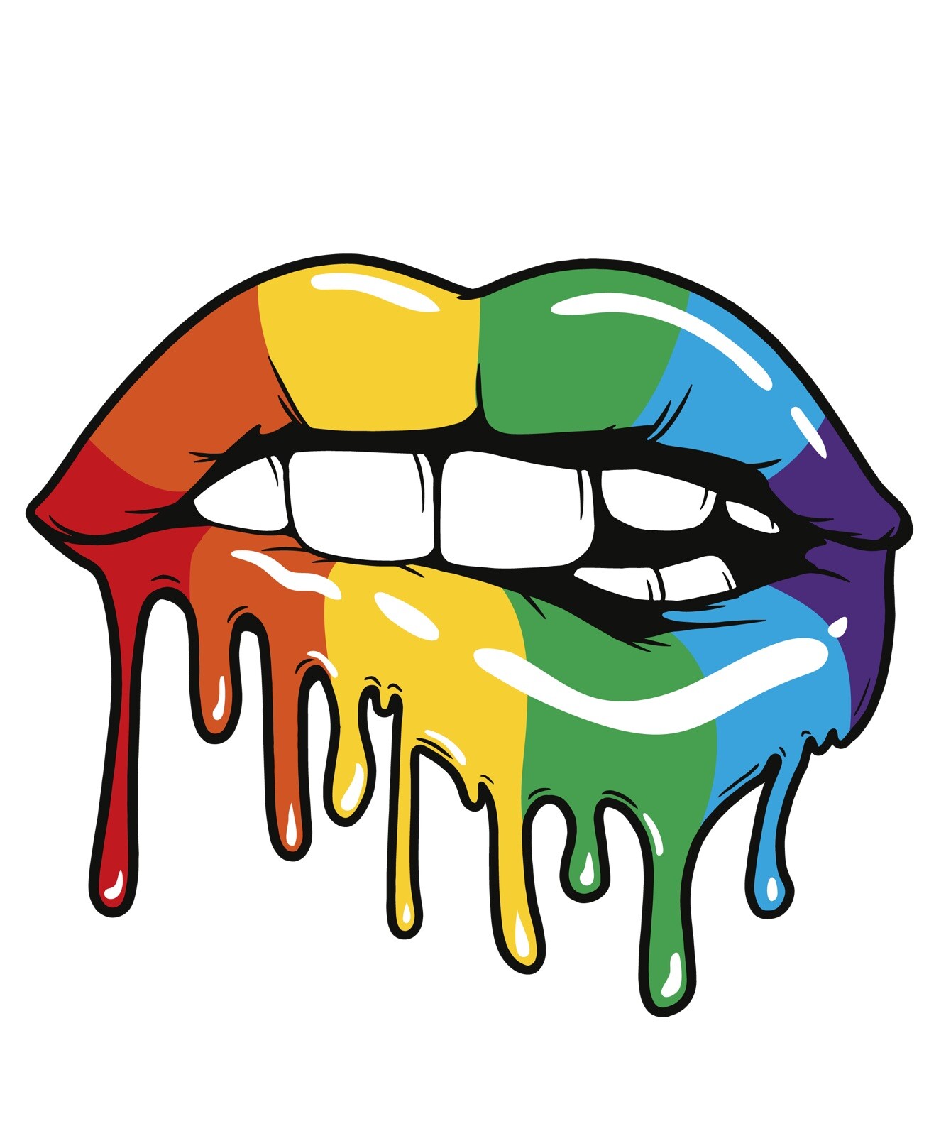 4” Melting Lips Sticker Rainbow Biting Sexy Colorful Unique Dripping Paint