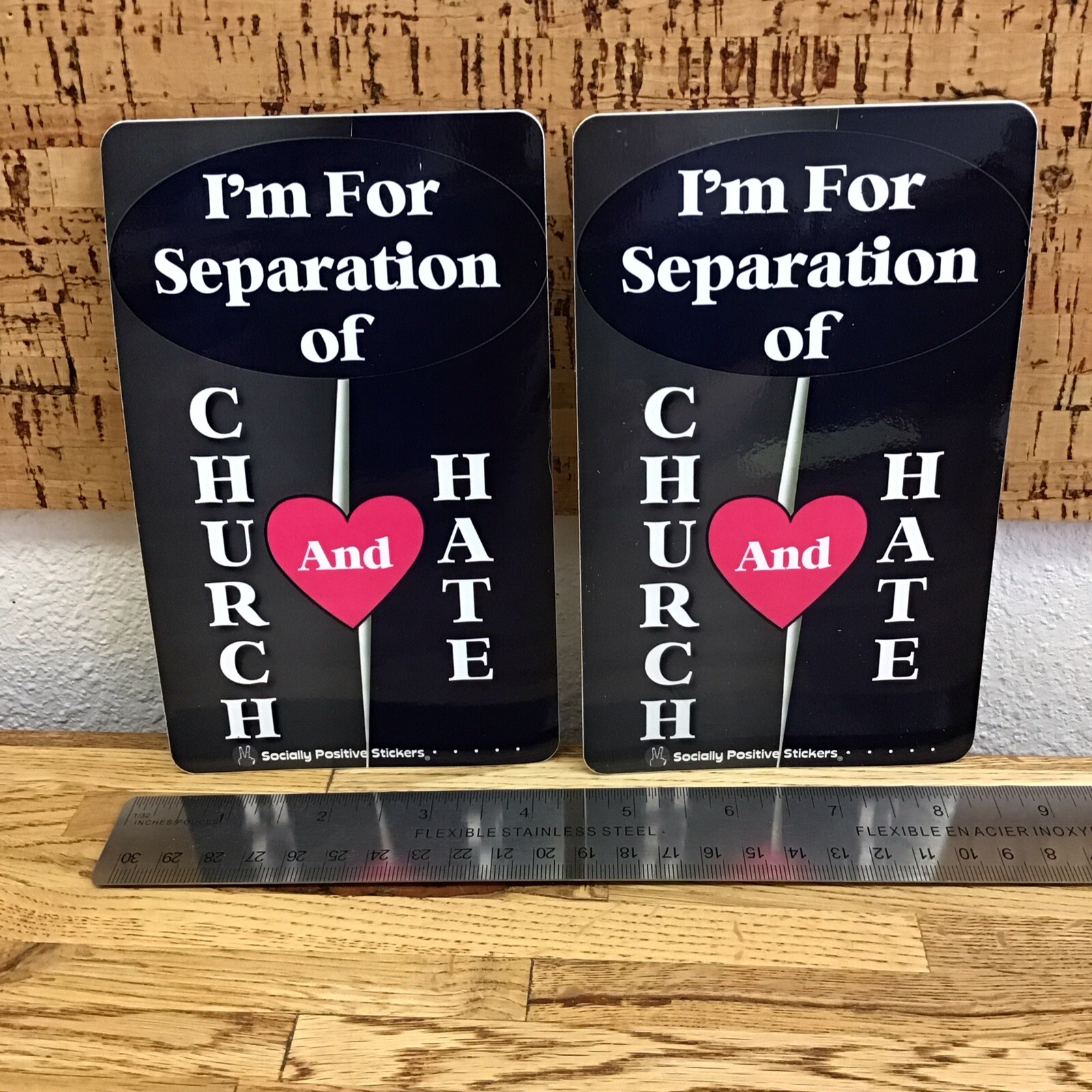 "SEPARATION OF CHURCH AND HATE" Sticker (x2) – 4×6.5" – Socially Positive- Oo4