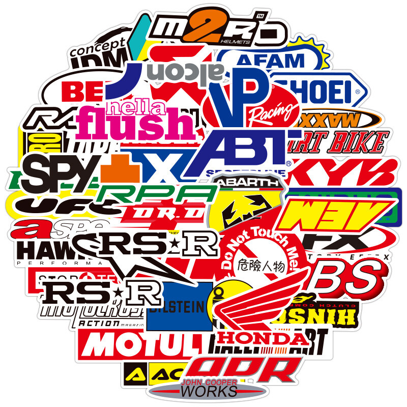 100Pcs JDM Car and Motorcycle Trend Modification LOGO Sticker for Kids Teens