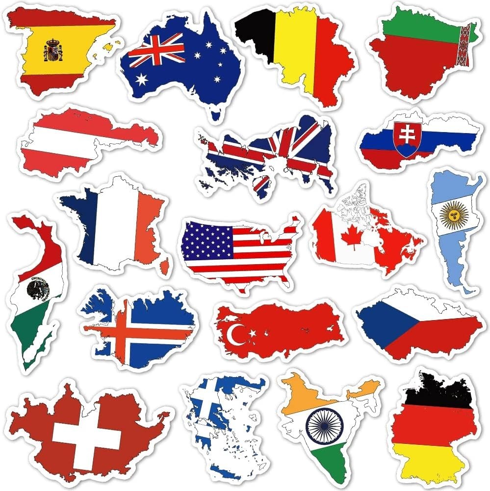 Colorful 50-Piece World Flag Stickers – Perfect for Gifts & Classroom Rewards