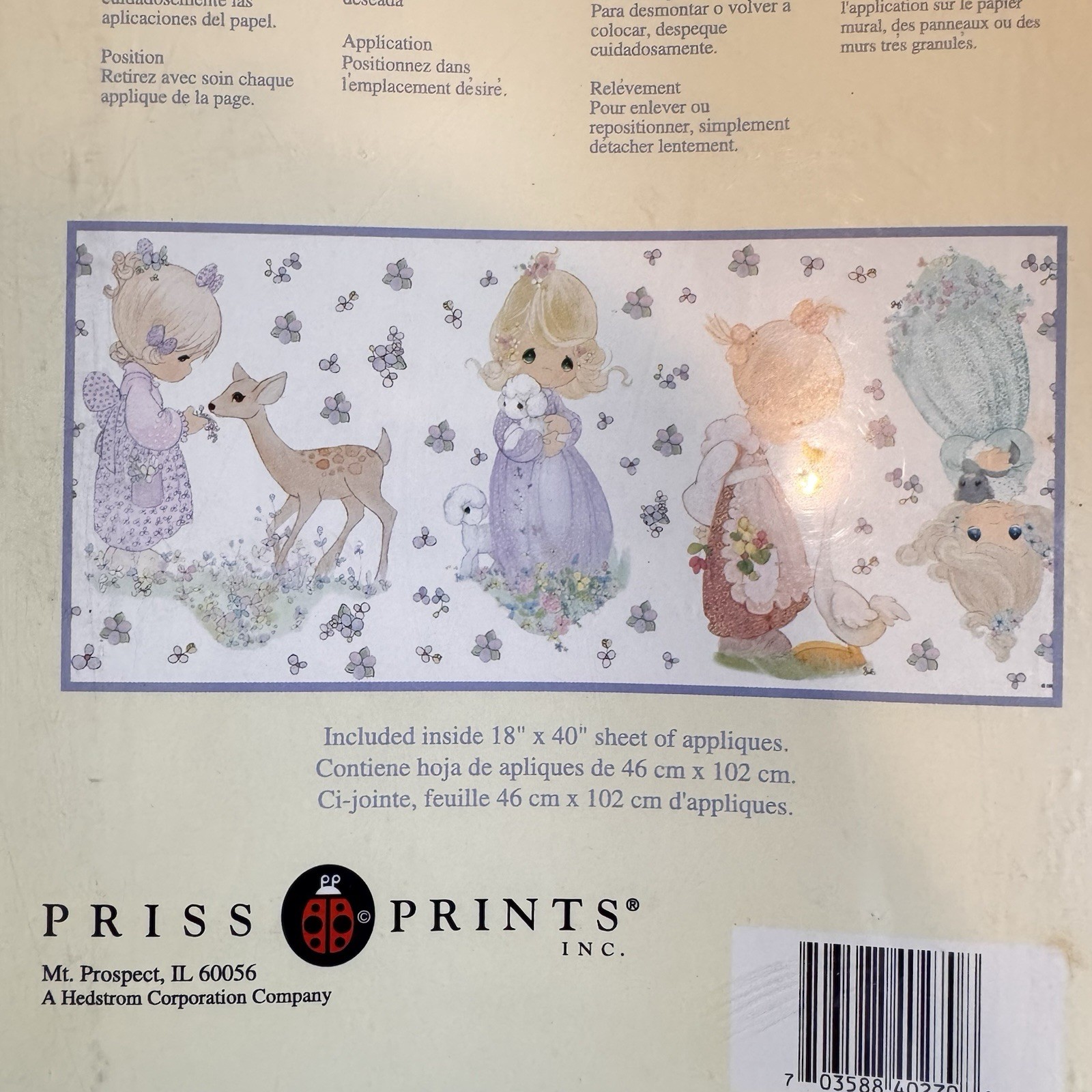 VTG Precious Moments Jumbo Reusable Wall Decor Stick-Ups Applique NIB