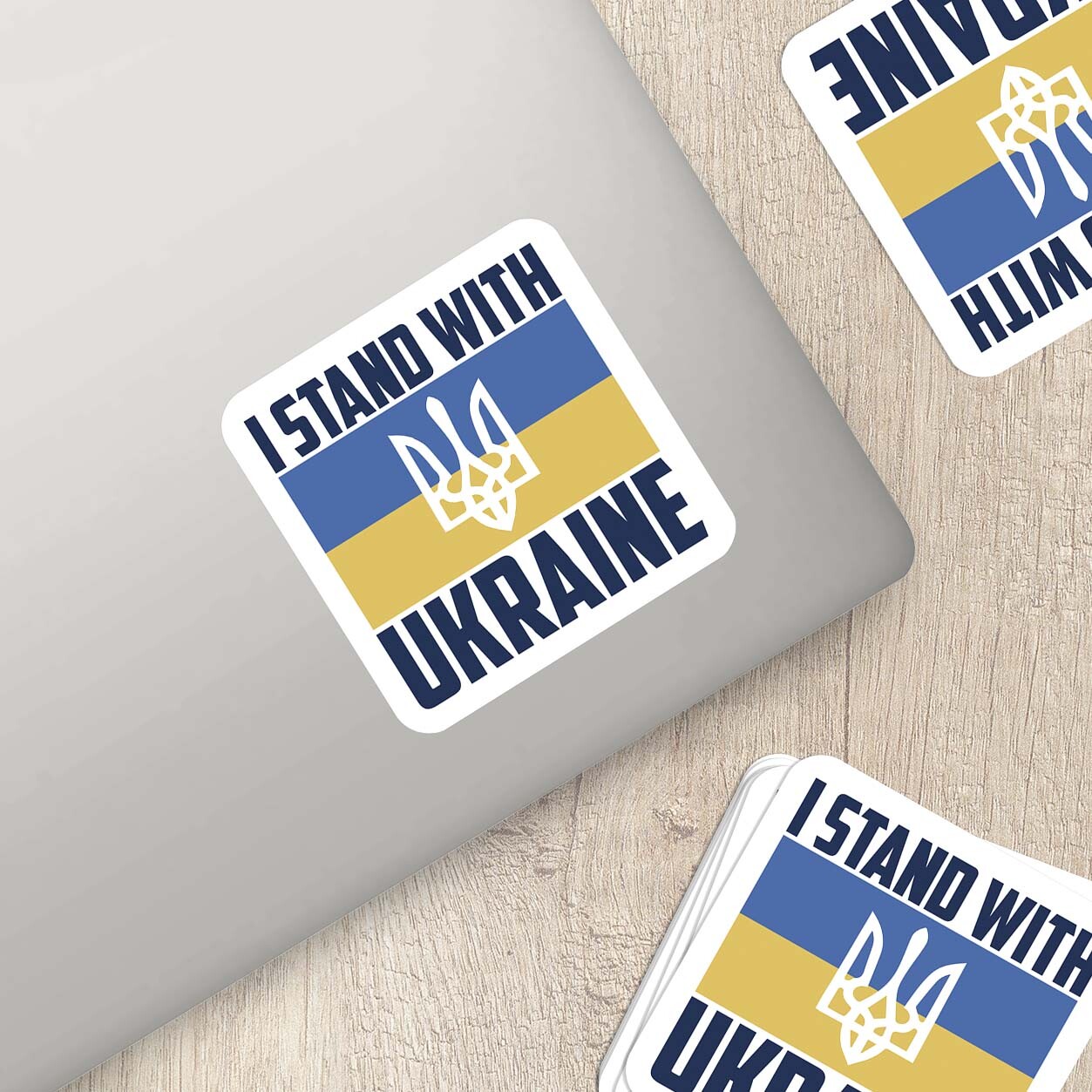 I Stand with Ukraine – Ukrainian Coat of Arms Vinyl Sticker