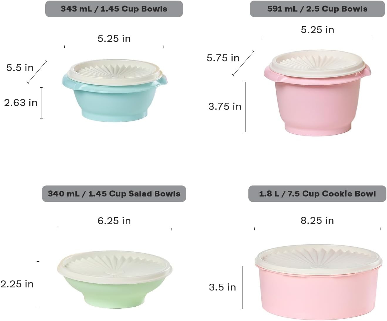 Tupperware Heritage Collection 36 Piece Food Small to Medium, Vintage Colors