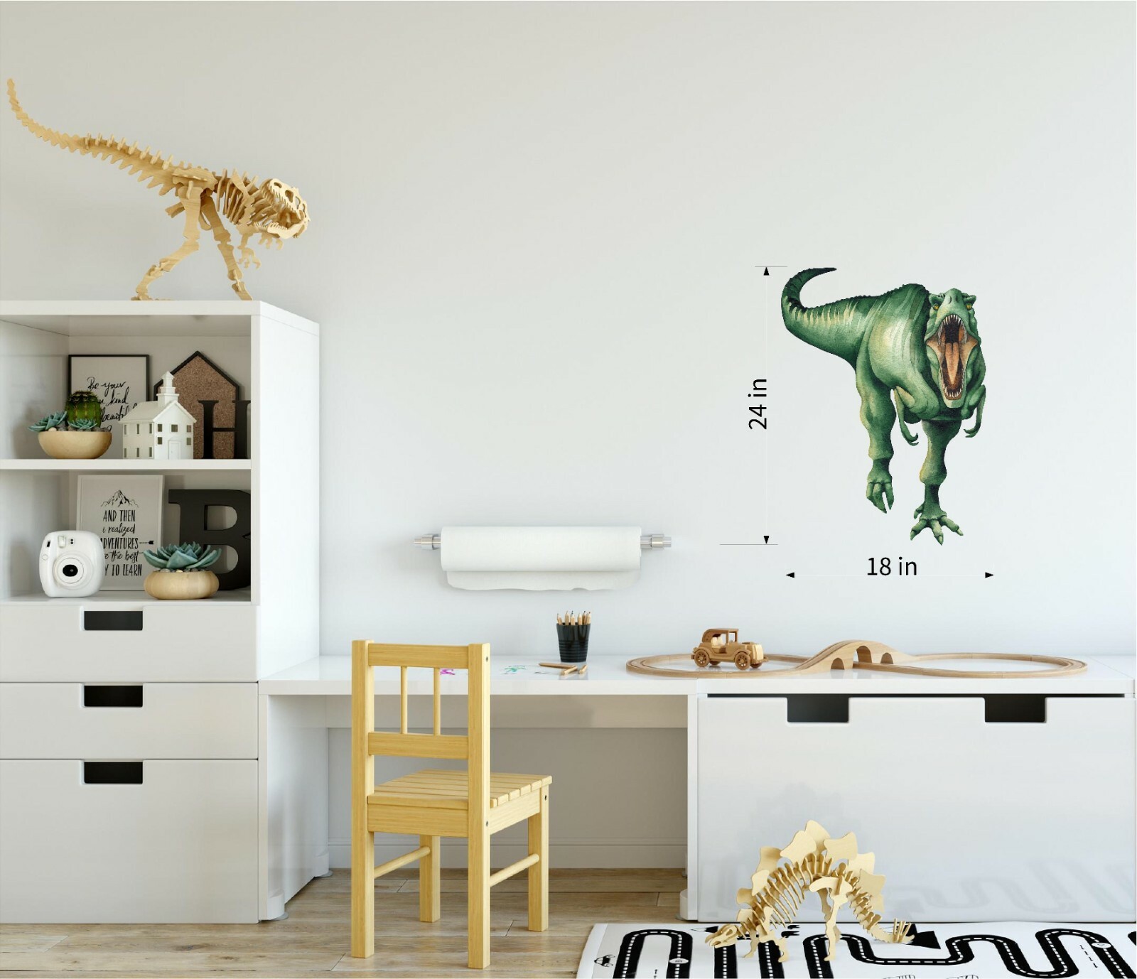 Watercolor T-Rex Dinosaur Wall Decal Removable Fabric Vinyl Wall Sticker Nursery
