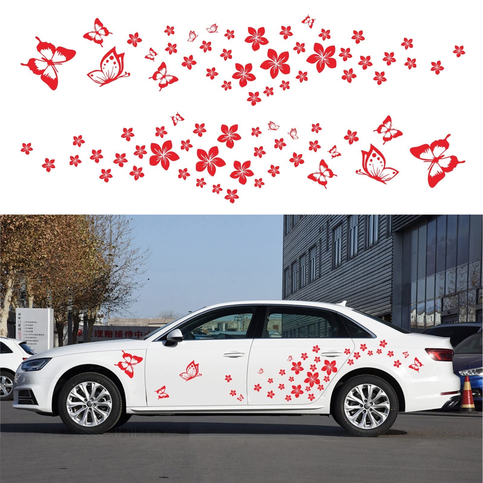 Butterfly Flower Car Sticker Decal Waterproof DIY Vinyl for Cars & Laptops