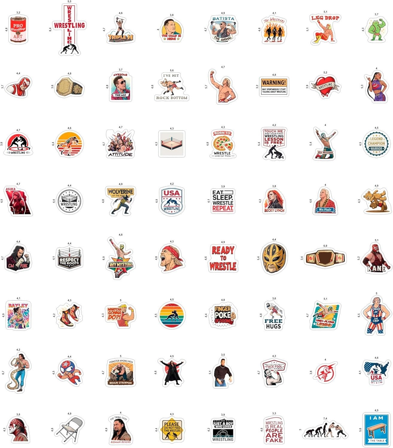100Pcs Wrestling Stickers Pack – Fighter Vinyl Decals, Water Bottle, Laptop –…