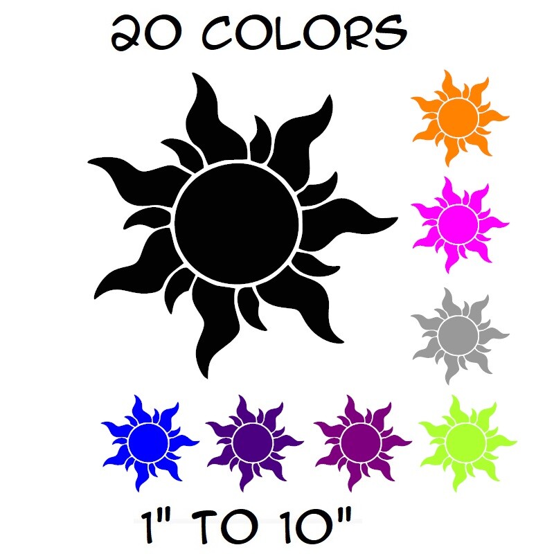 Tangled Sun Sticker Vinyl Decal – Rapunzel Symbol Car Window Bumper Wall Decor