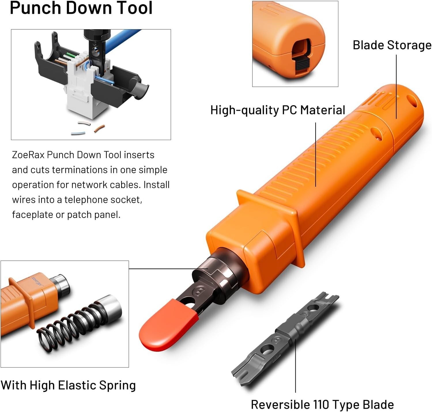 11-in-1 Network Tool Kit – RJ45 Crimping Tool, Tester, Punch Down, Stripper, Cut
