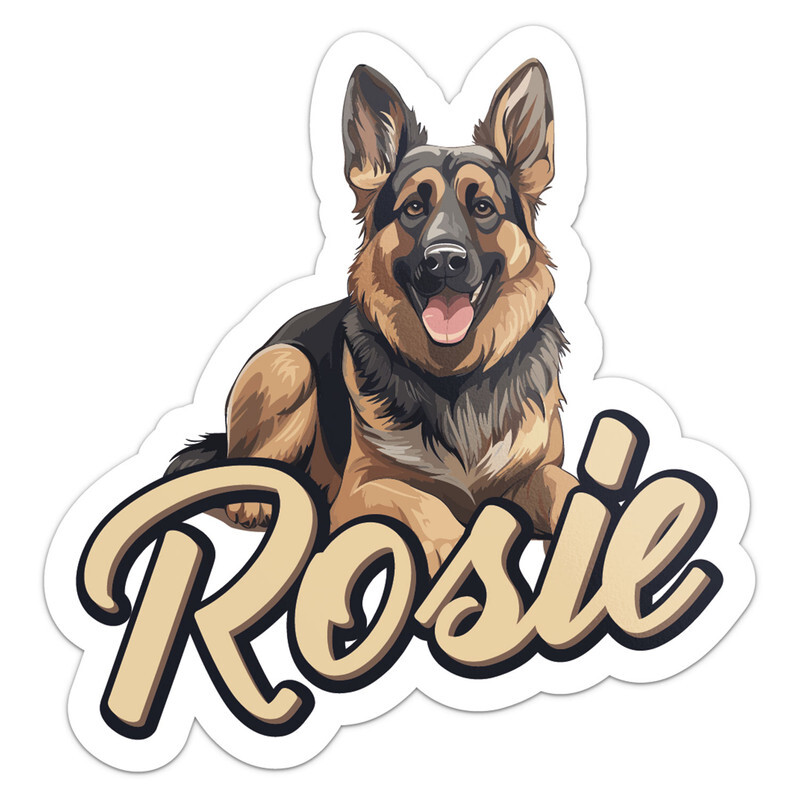 German Shepherd Dog Rosie Name Vinyl Decal Waterproof Car Bumper Sticker