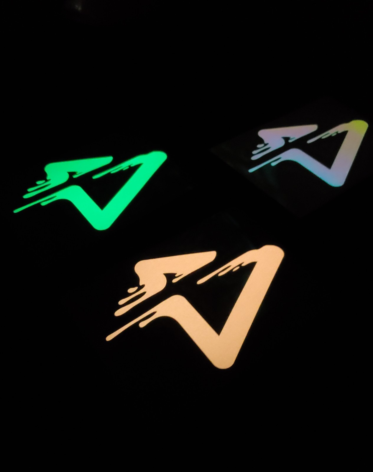 Glow In The Dark Melting Triangle Vinyl Decal Medium Size Sticker Bright Green