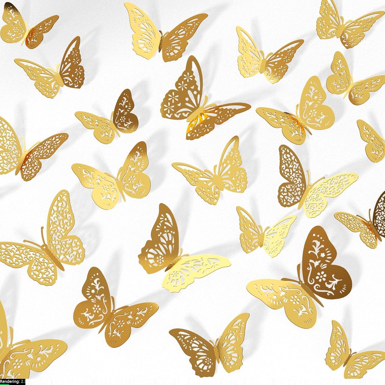 48 Pcs Gold 3D Butterfly Decorations, 4 Styles 3 Sizes, Butterfly Wall Decor,…