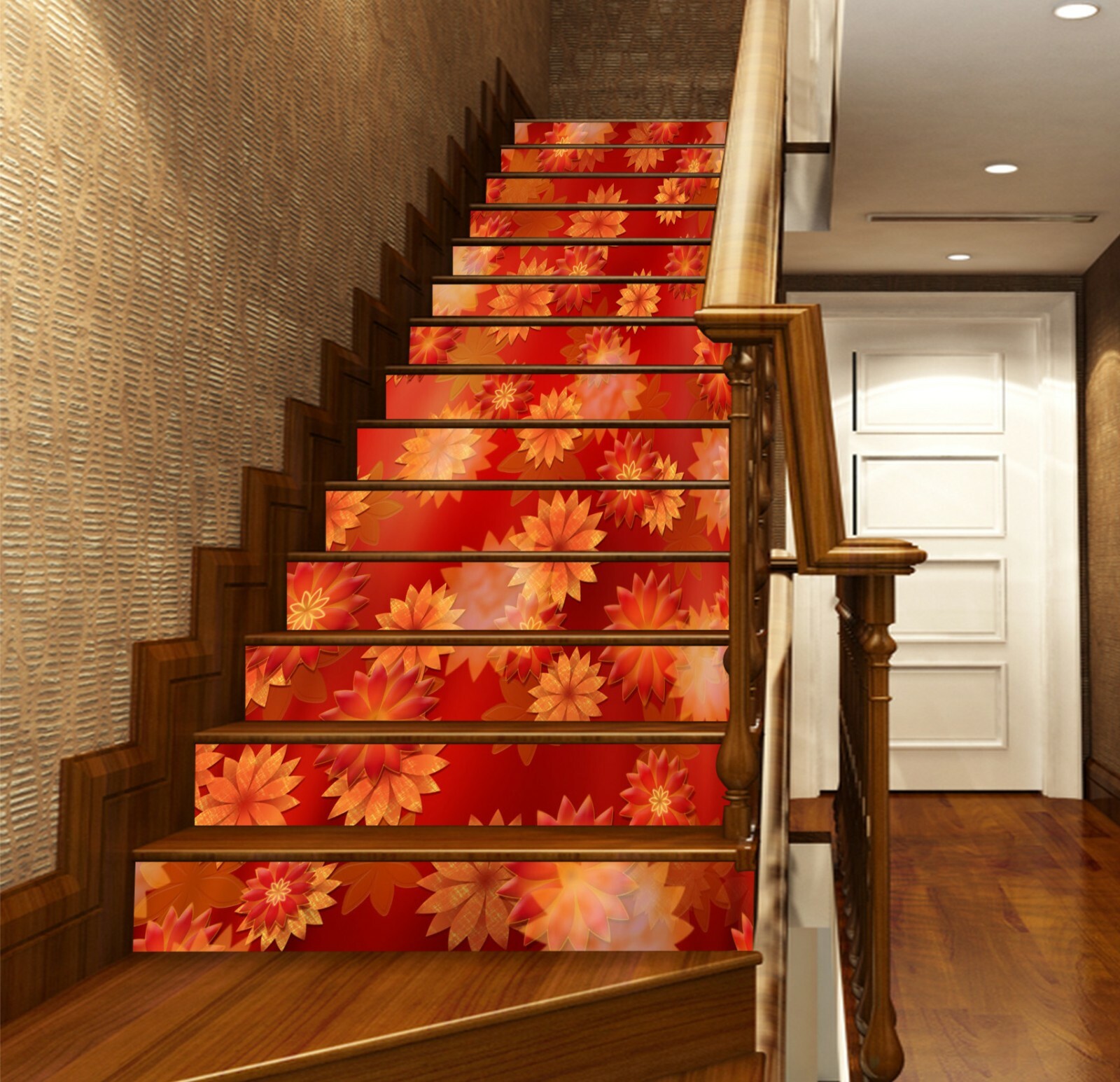 3D Orange Flower ZHU449 Stair Risers Decoration Photo Mural Vinyl Wallpaper Zoe