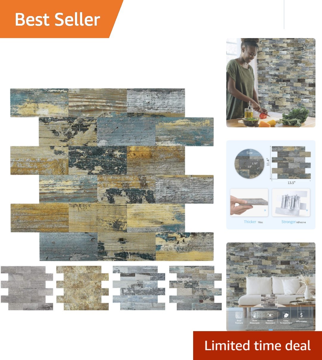 Transform Your Space with 5-Sheet Rustic Baywood Decorative Wall Tiles