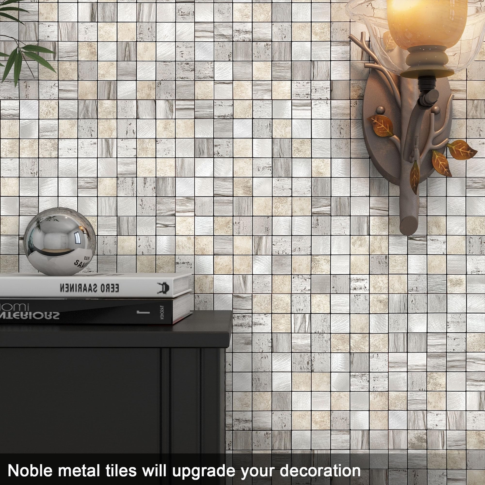 BeNice Peel and Stick Backsplash Metal Kitchen Self Adhesive Mosaic Wall Stic…