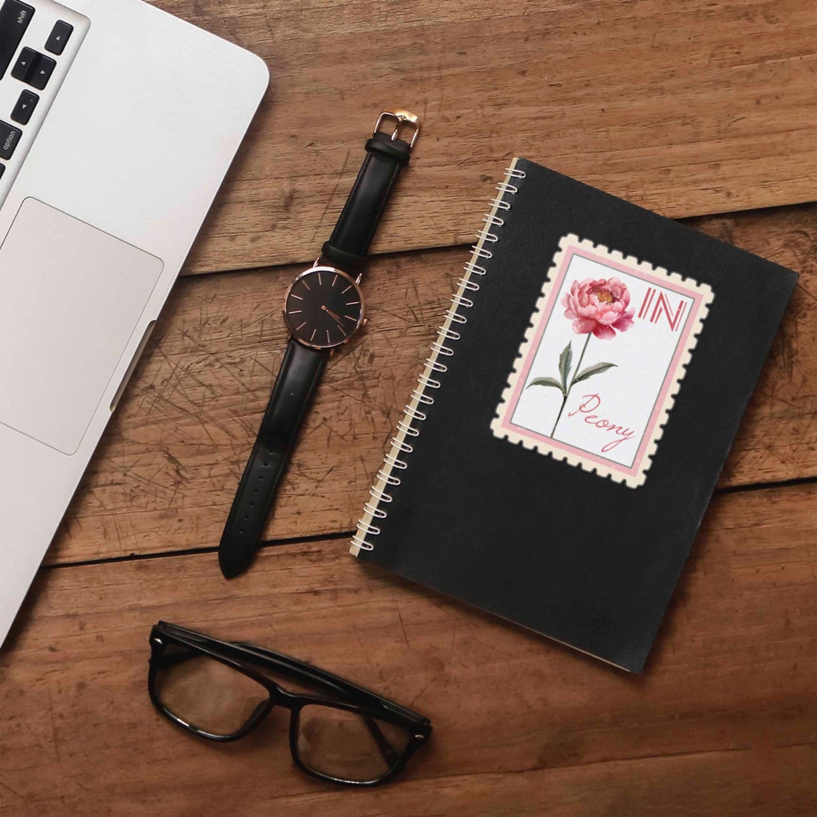 Indiana State Flower Peony Sticker – IN Vintage Stamp Decal for Laptop