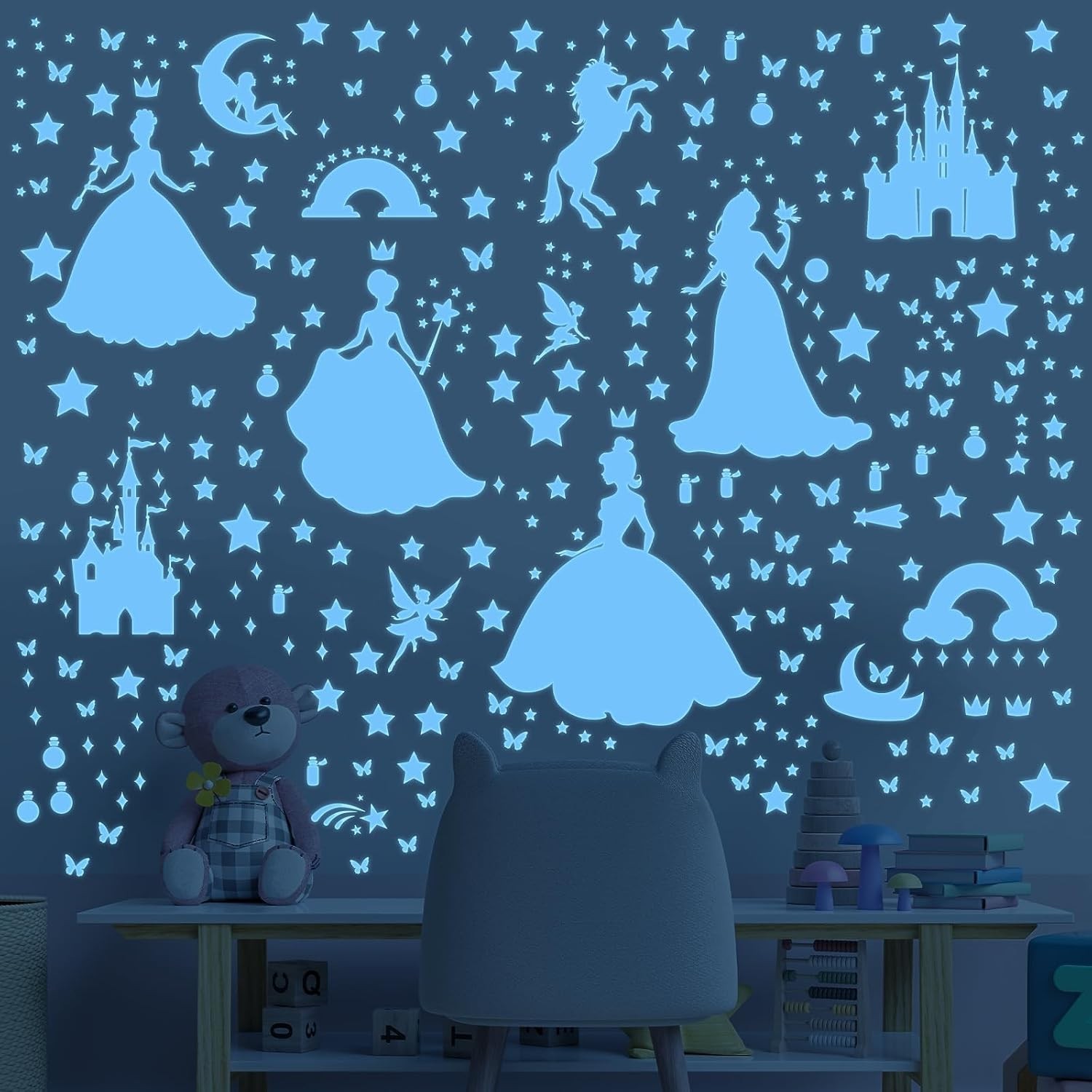 Glow in The Dark Stars for Ceiling Wall Decals Kids Room Decor Reusable