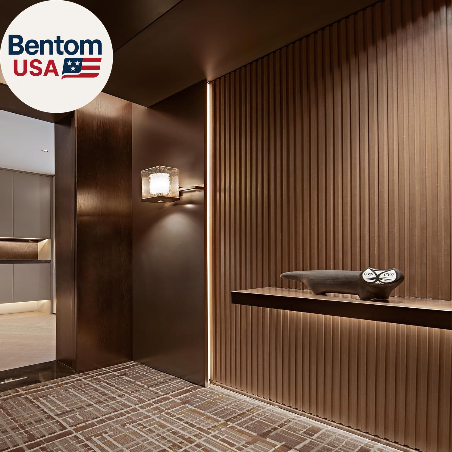 WPC Slat Wall Panels 8 Pack Teak 3D Soundproof Wood Wall Paneling 96×6 Inch