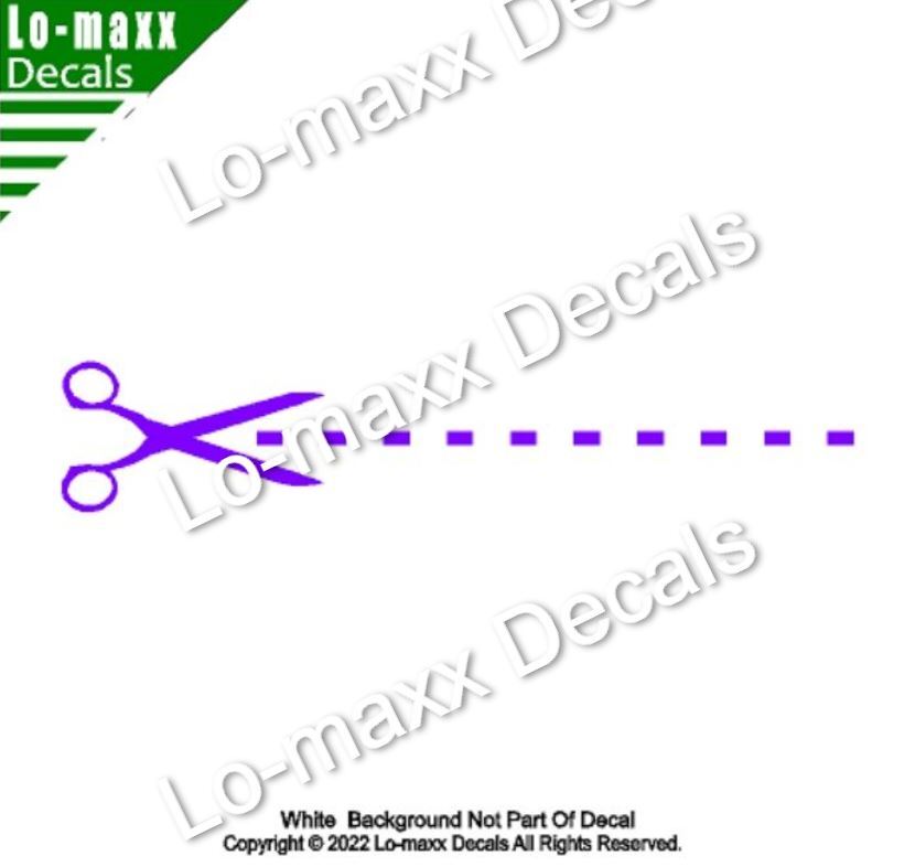 Cut Here Scissors Dotted Line Car Truck SUV Decor Novelty Die-Cut Vinyl Decal