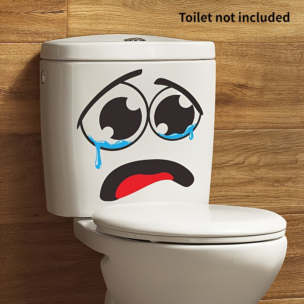 Lightweight Adaptable Compact Funny Crying Face Toilet Sticker for Bathroom Home