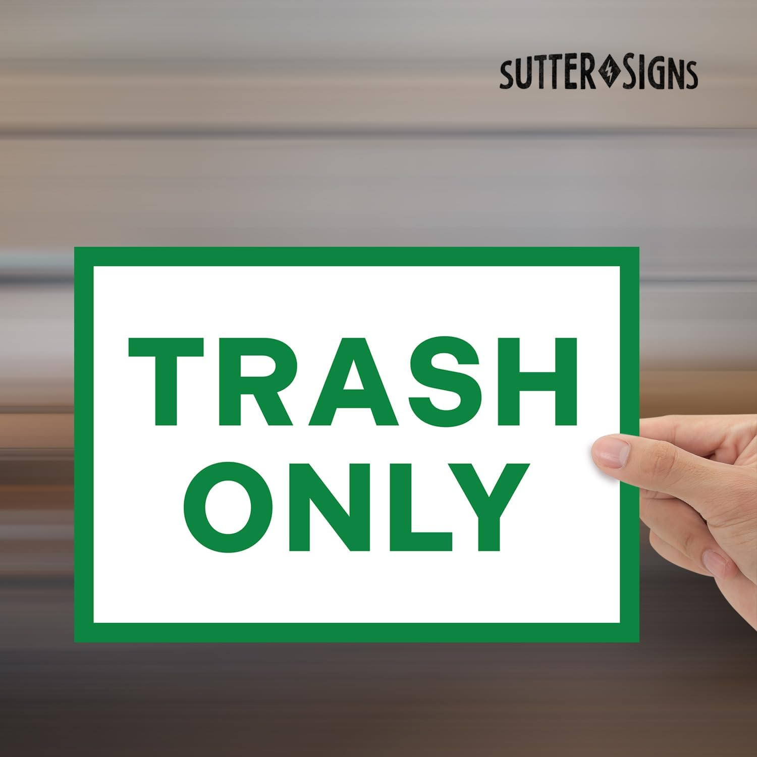 Weatherproof Trash Only Signs – Self-Adhesive Vinyl Stickers, 7"x10", 4 Pack