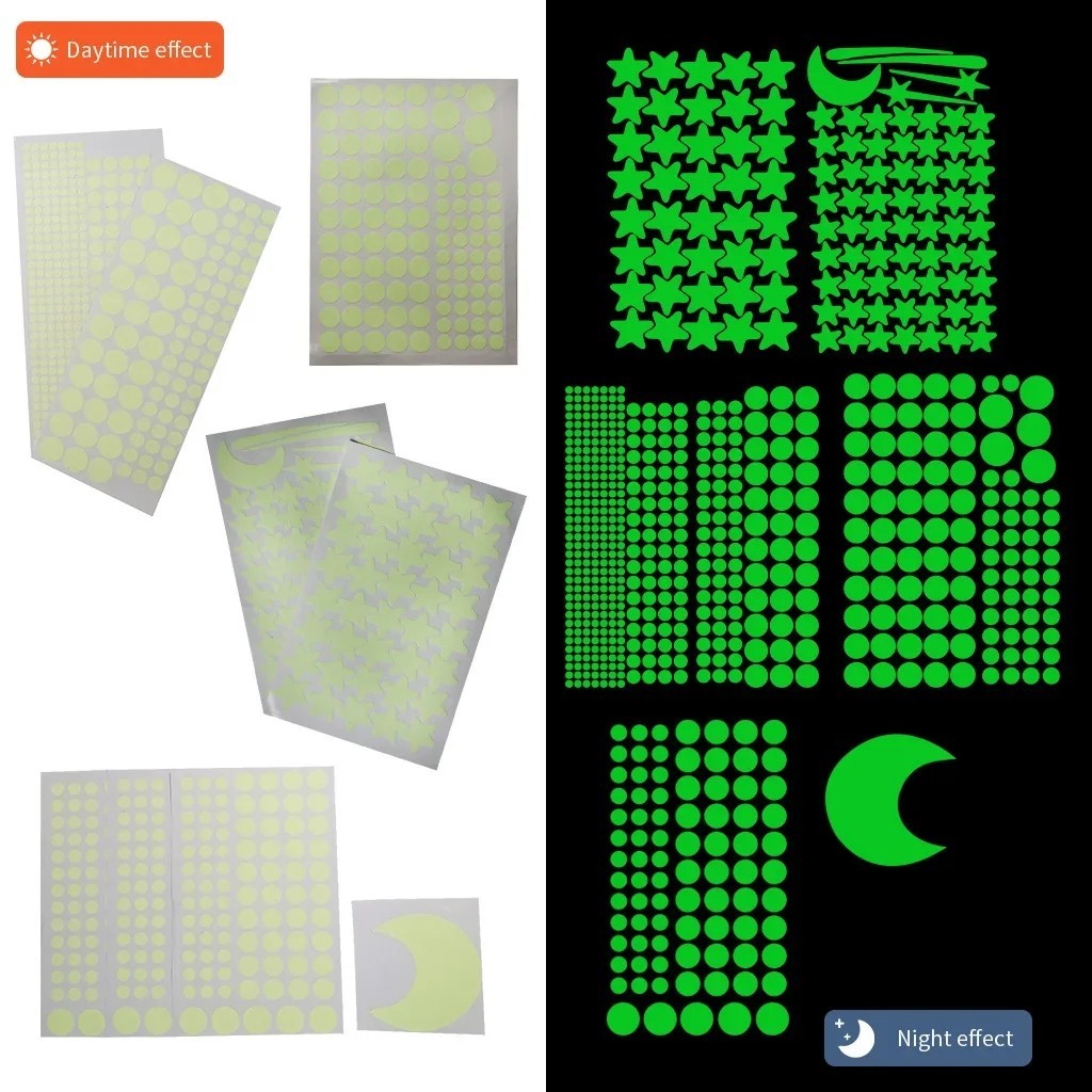 108PCS Glow in the Dark Moon Stars Wall Stickers Kids Bedroom Ceiling