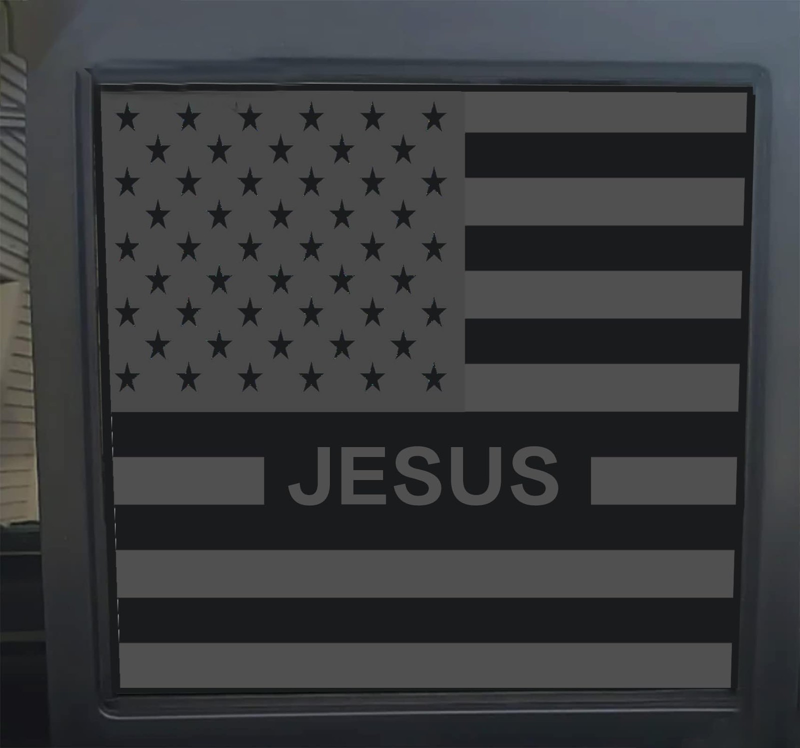 "20192026 Chevy Silverado GMC Sierra Rear Window Jesus American Flag Decals"