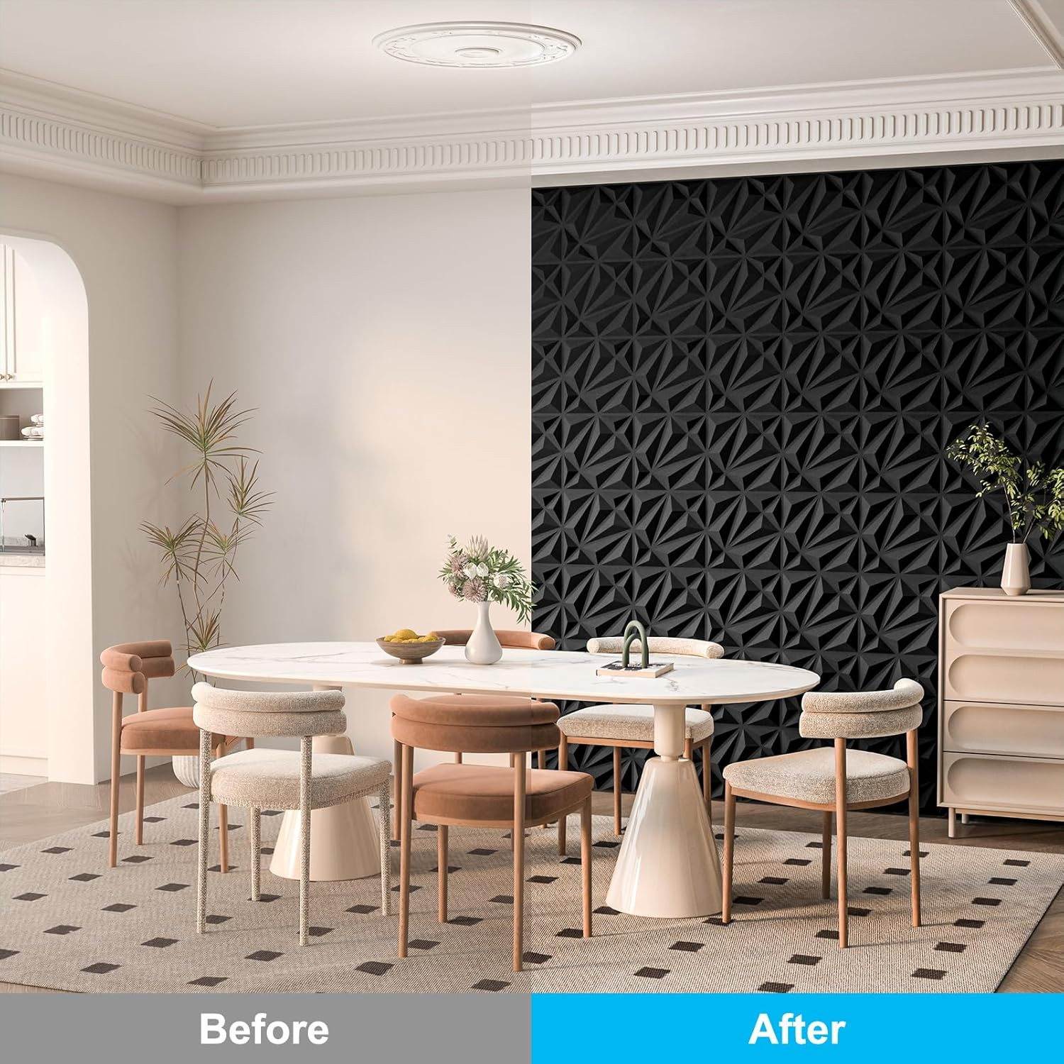 33-Pack 3D Wall Panel for Interior Wall Décor, Diamond Textured PVC Accent Wall