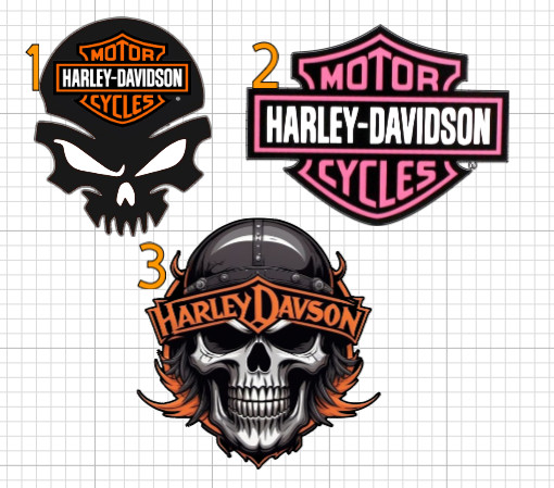 Harley Davidson 3 PC HQ Waterproof Sticker Set