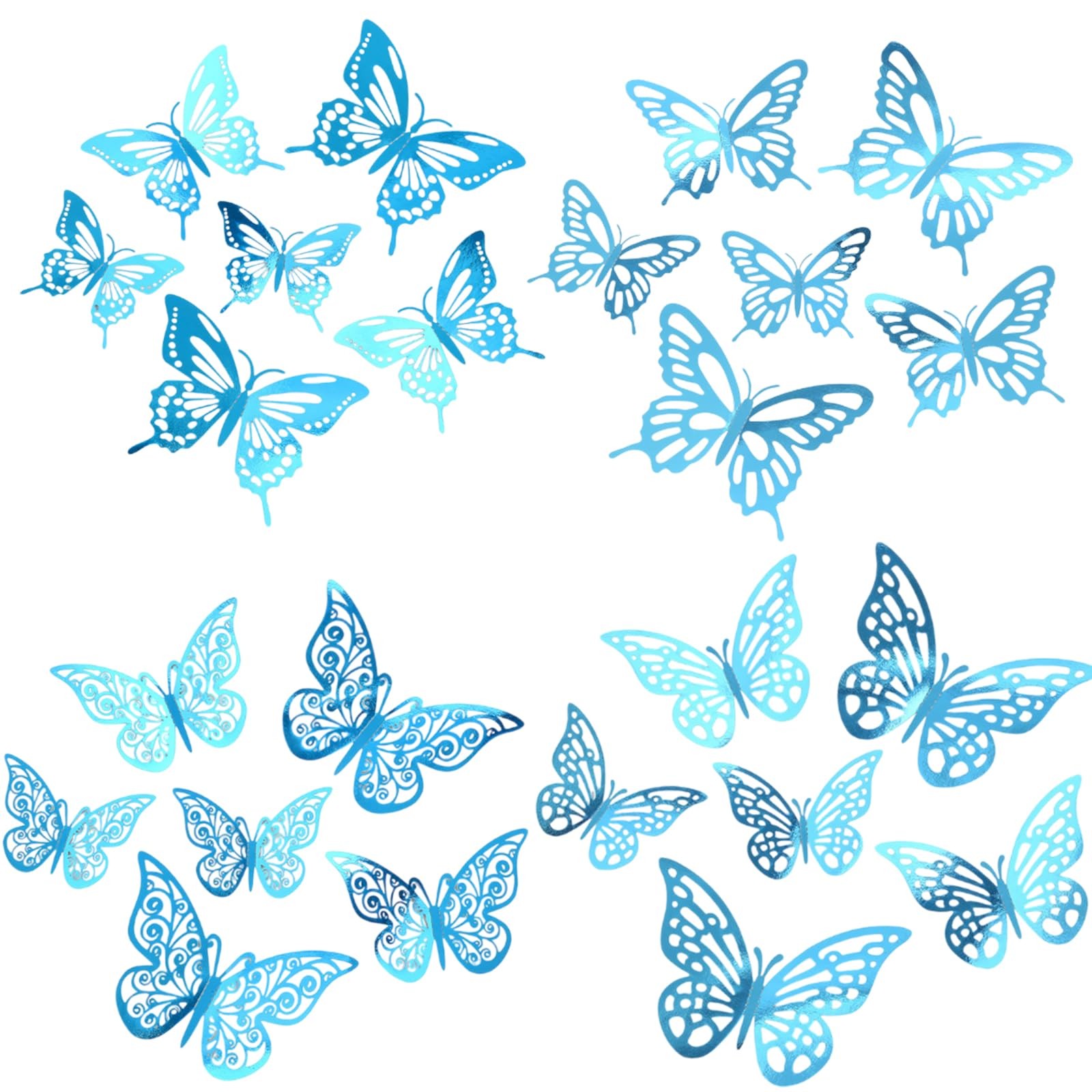 48Pcs 3D Butterfly Wall Decor – 3 Sizes, 4 Styles Decorations for Party, Birt…