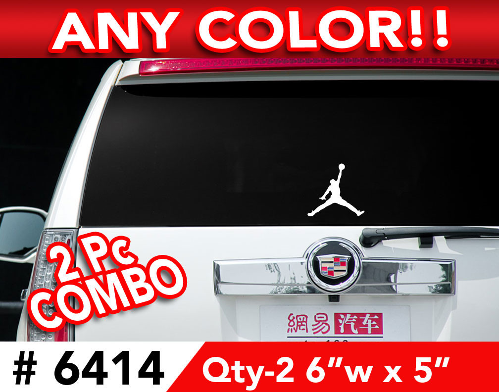 QTY-2 JORDAN WALL / CAR DECAL STICKER 6"x 5" in Any 1 Color