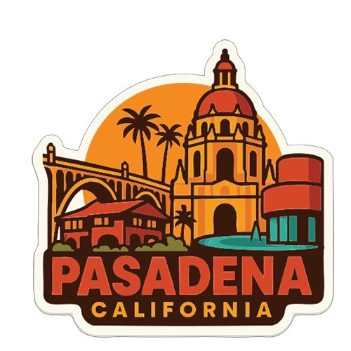 Pasadena California Sticker Decal Vinyl Die-Cut City Skyline Landmark Design