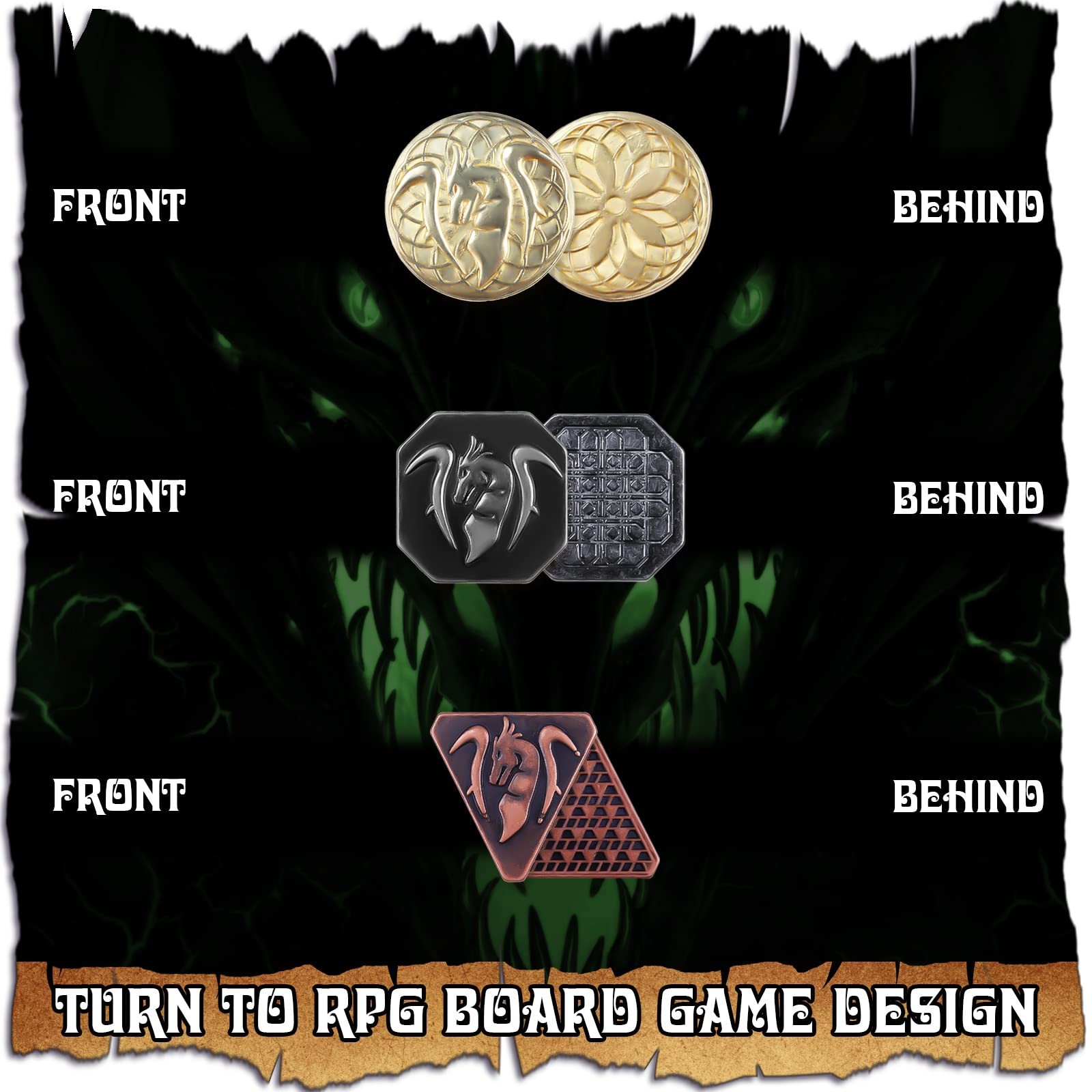 120PCS Metal, Silver & Copper DND Coins for Tokens, Medium, Black