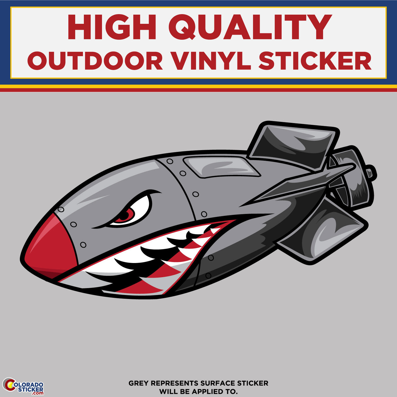 Air Bombing Flying Shark, High Quality Vinyl Sticker Decals