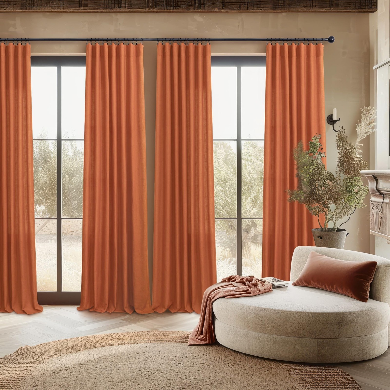 Dusty Burnt Orange Curtains 63 Inch Length for Living Room 2 Panels… Fast Ship