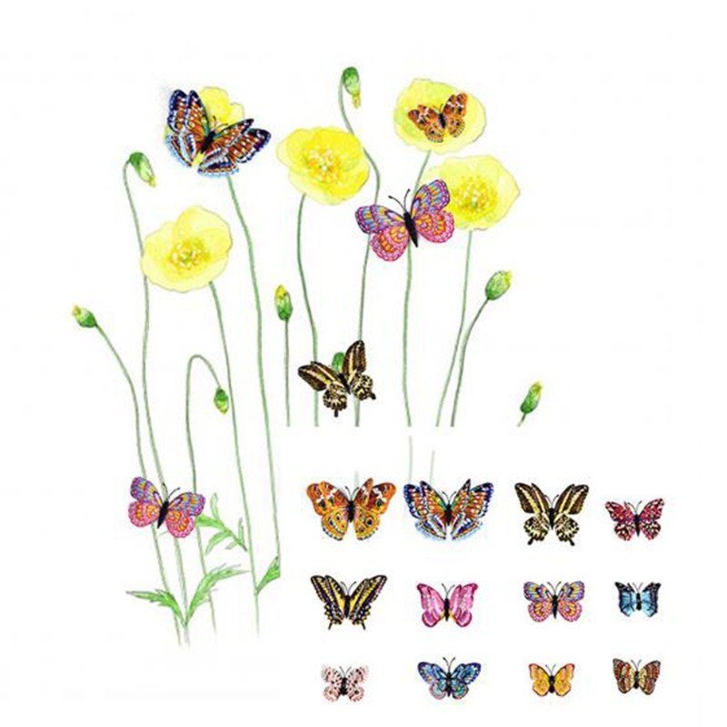 12Pcs – 3D/Luminous Butterfly Wall Stickers Double Layer Decals Home Art/ Decor