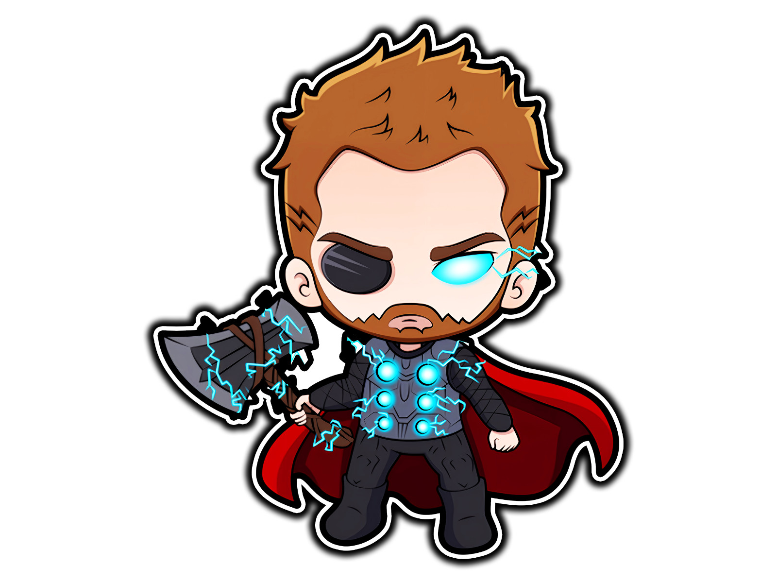 Thor And Stormbreaker Chibi Waterproof Vinyl Sticker Decal Die-Cut
