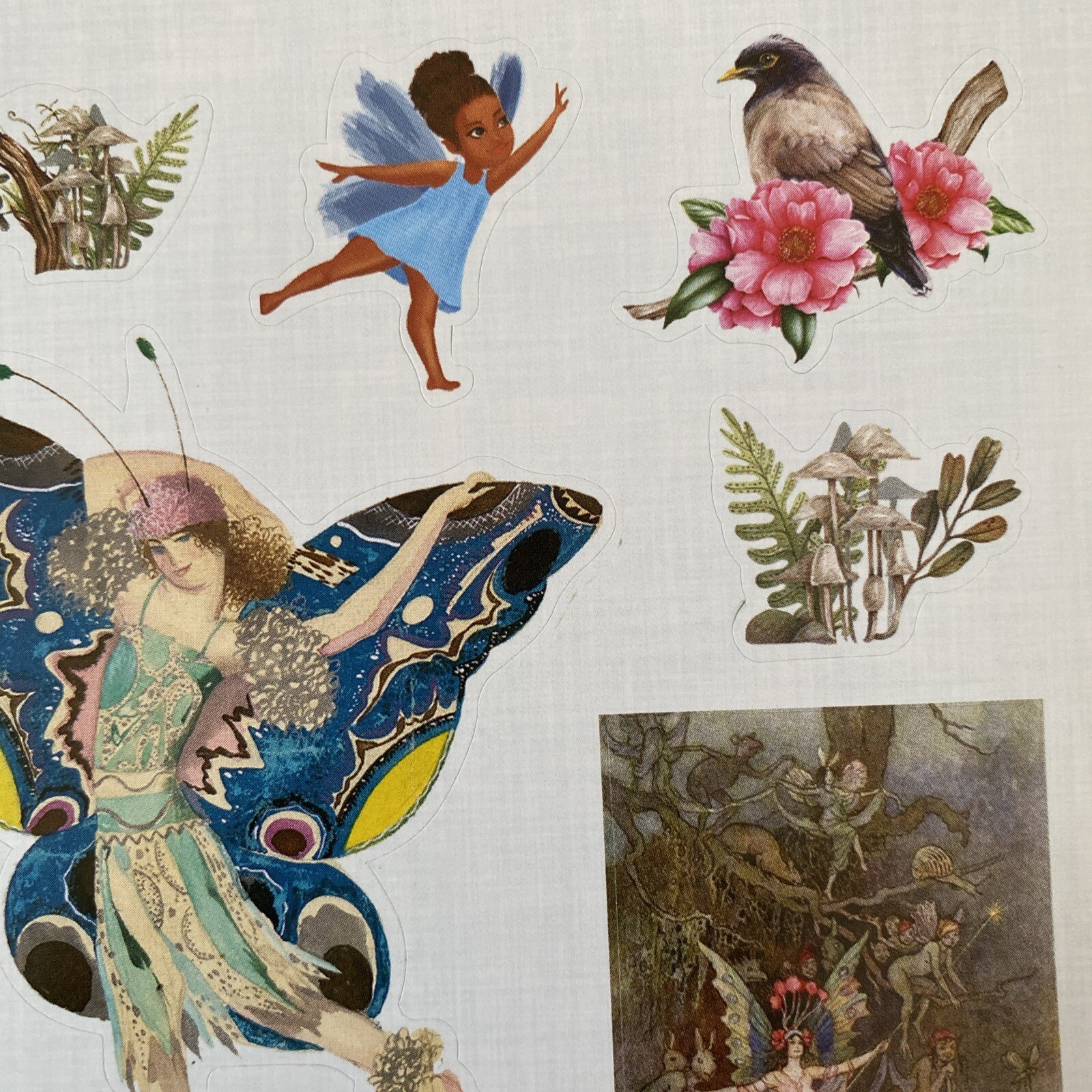 Vintage Style Butterfly Fairy Floral Unicorn Birds Mushrooms Mermaid Stickers