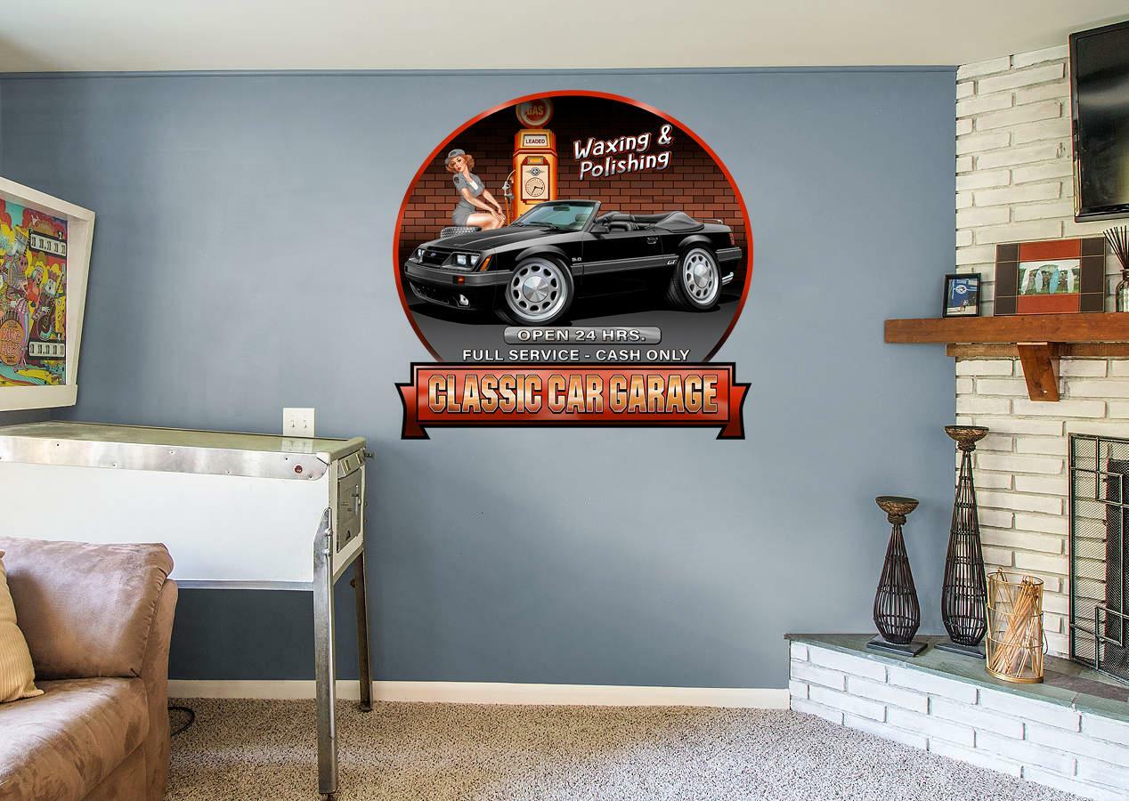 1985 1986 Ford Mustang GT 5.0 Convertible Gas Pump Sign Wall Art Graphic Sticker