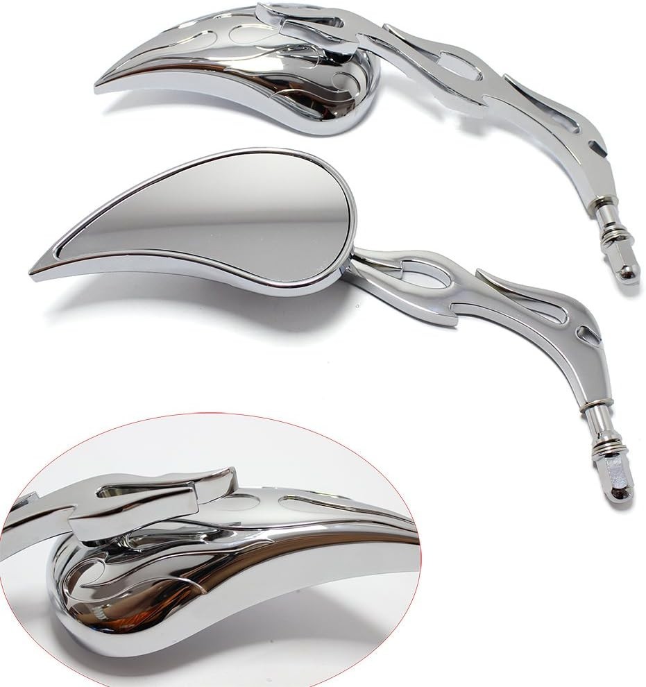 Chrome Custom Flame Tear Drop Motorcycle Mirrors for Harley Davidson Sportster S