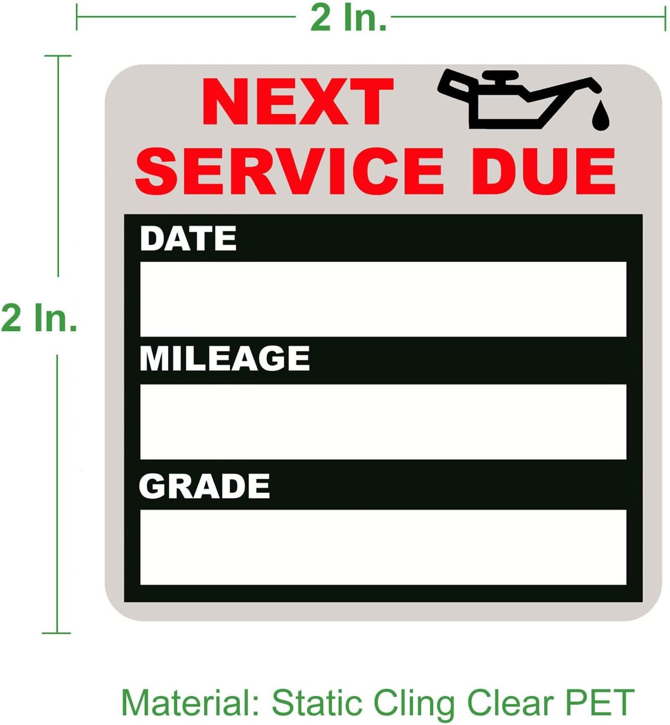 Oil Change Stickers Static Cling, 120pcs 2×2 Inches Reminder Clear
